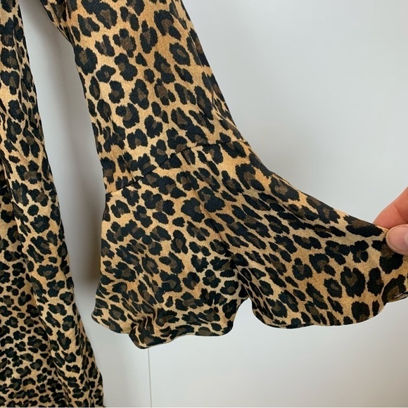 Three Dots Cheetah Animal Print 3/4 Sleeve Boat Neck Sheath Dress sz Small - Picture 3 of 9
